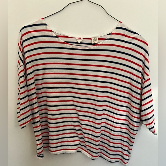 HANES BOAT NECK Striped Women's Top - Red, White, and NAVY. SIZE XL - Picture 1 of 5